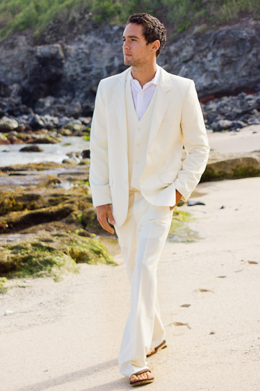 Men's Custom Silk-Blend Suit - Beach Wedding - Island Importer