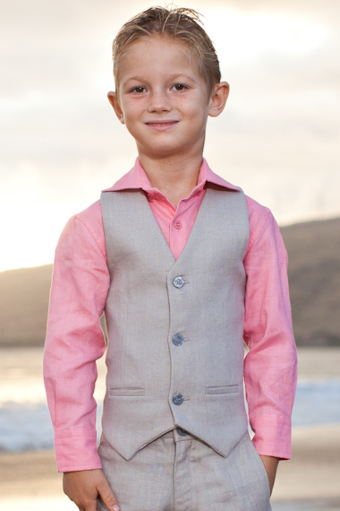 Vittorino Boys Linen Look 4 Piece Suit Set with Vest Pants Shirt and Tie Boys-LinenVest-Spring