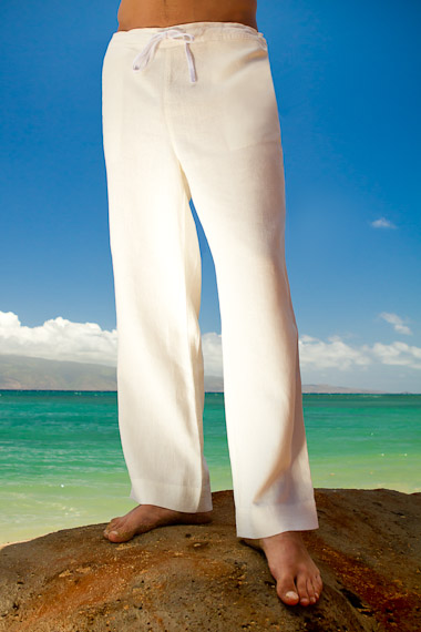 Mens Drawstring, Linen, Beach Wedding Pants, Ivory