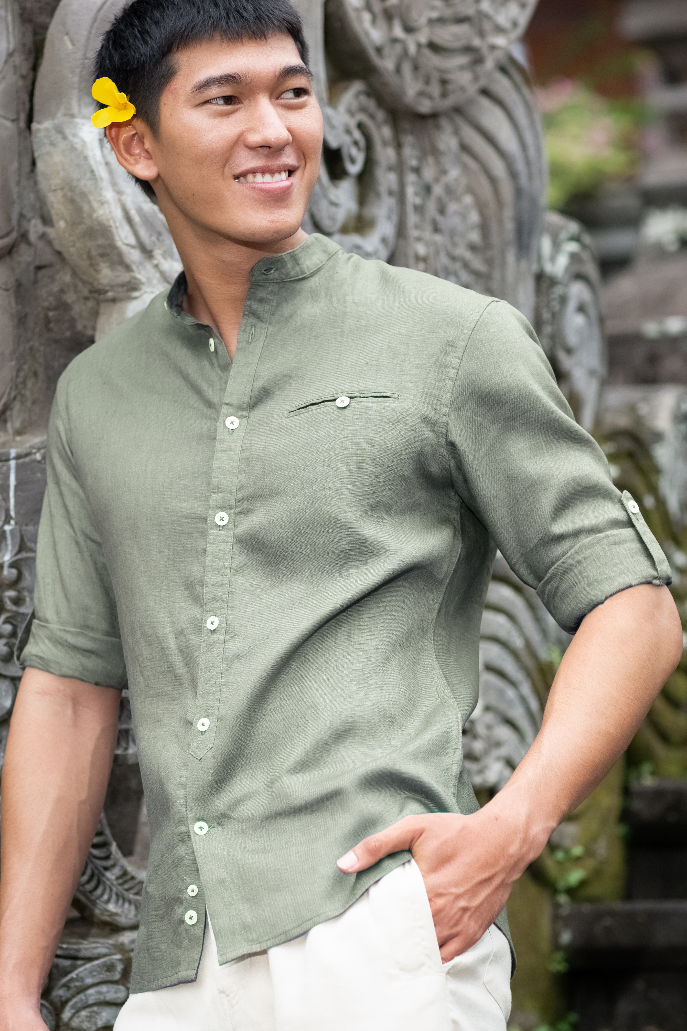 人文 C.O.B. Italian Collar Shirt Italian Style One-piece Collar Long Sleeve Shirt – Marini