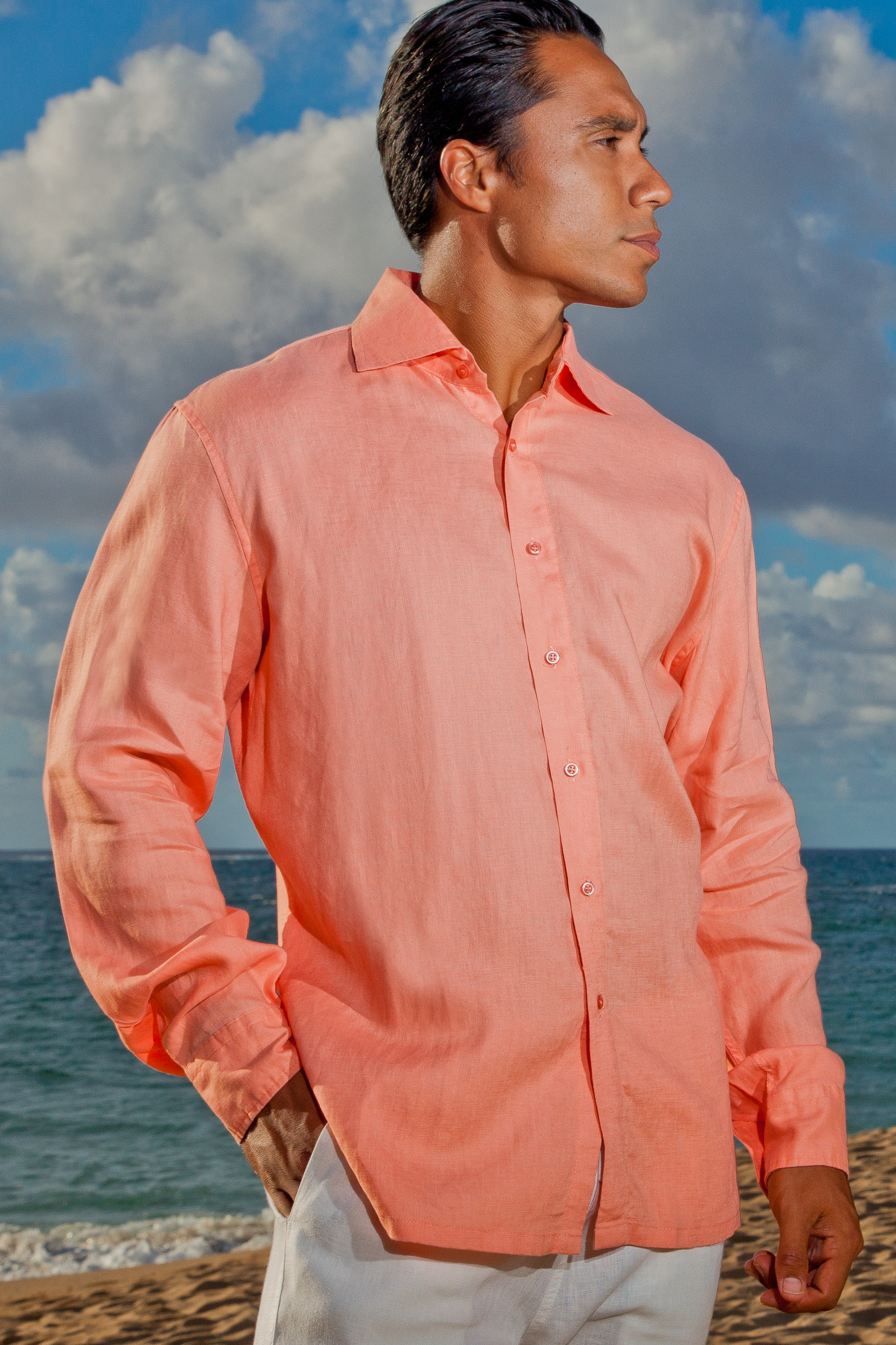 NEW Mens Coral Long sleeve Dress Shirt All Sizes Length 
