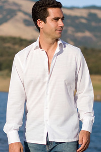 Men's Bamboo Long Sleeve White Italian Shirt