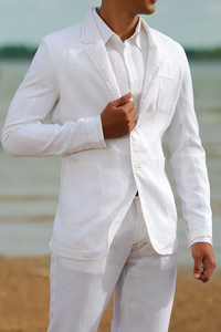 Men's Custom White Linen Suit - Beach Weddings & Grooms - Island Importer