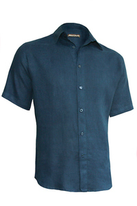 Men's Linen Short Sleeve Earth Dark Blue Shirt