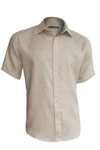 Men's Linen Short Sleeve Earth Light Gray Shirt