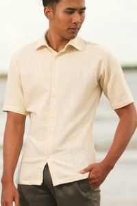 Men's Organic Cotton Short Sleeve Italian Natural Shirt