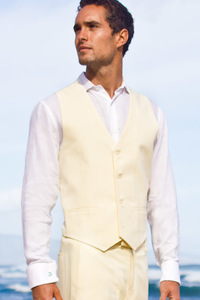 Men's Silk-Blend Custom Ivory Suit Vest Beach Wedding