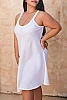 Linen Tank Dress White Close