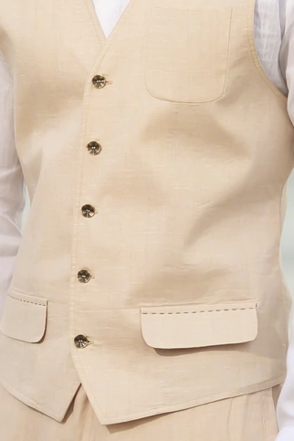 Natural Linen Cozumel Vest - Close Up