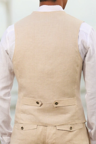 Natural Linen Cozumel Vest - Back View