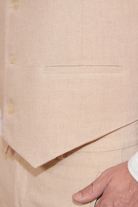 Men's Linen Natural Suit Vest Beach Wedding Bottom