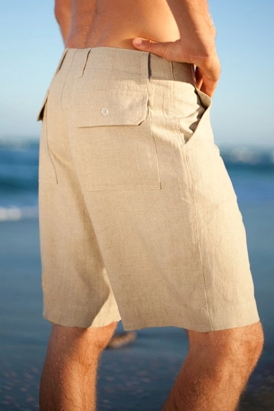 Maui shorts - linen - white - side view - Island Importer