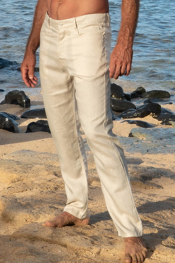 Trendy Solid Cotton Linen Pants